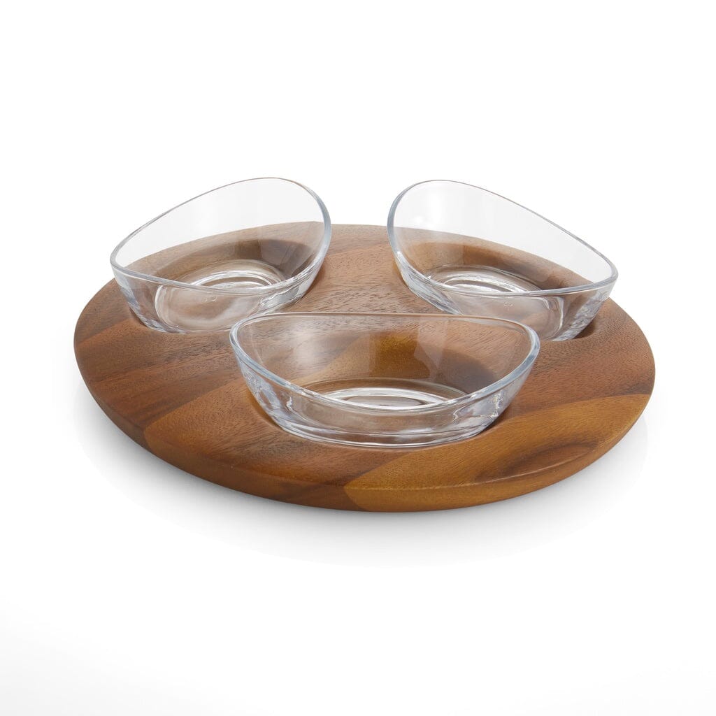 Nambe Vie Stylish Triple Snack Serving Set for Entertaining