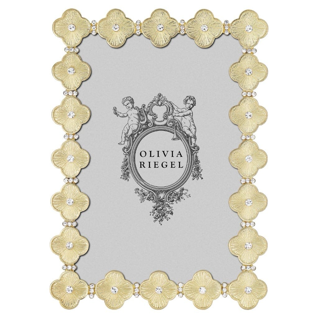 Gorgeous Olivia Riegel 4 x 6 Gold Clover Photo Frame with Crystals