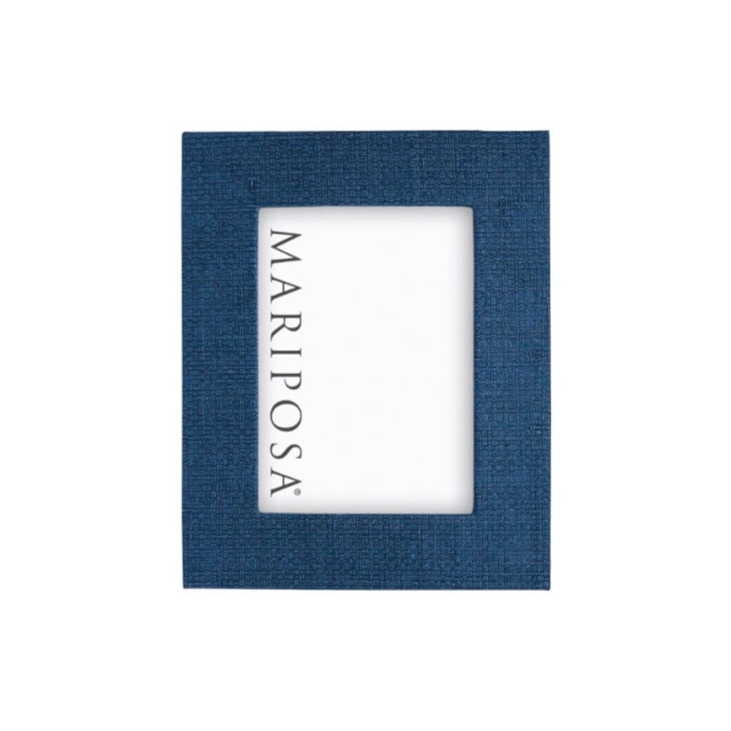 Handmade Indigo Blue Mariposa Faux Grasscloth Photo Frame for 5 x 7 Photos