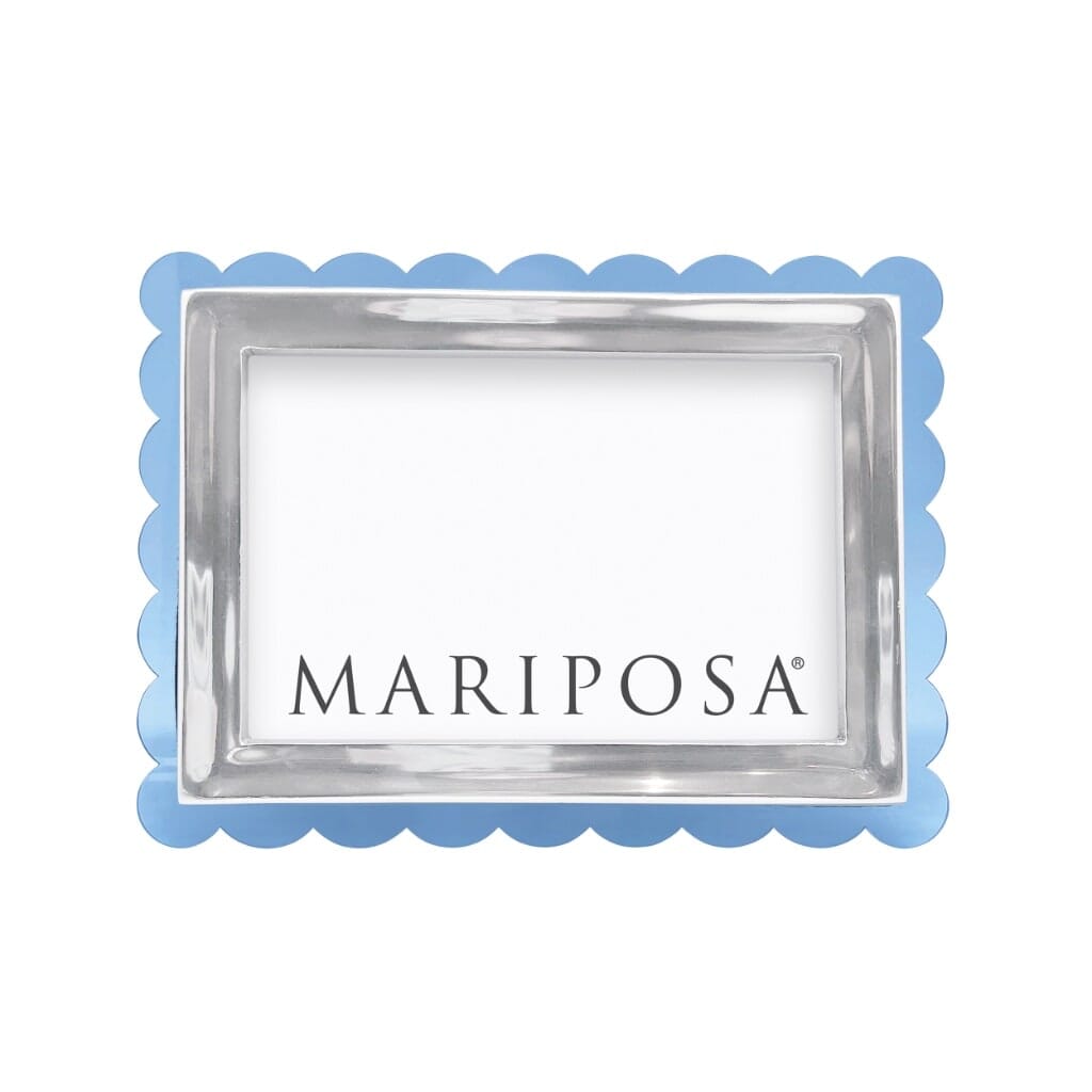 Exquisite Light Blue Mariposa Acrylic 4 x 6 Scallop Photo Frame