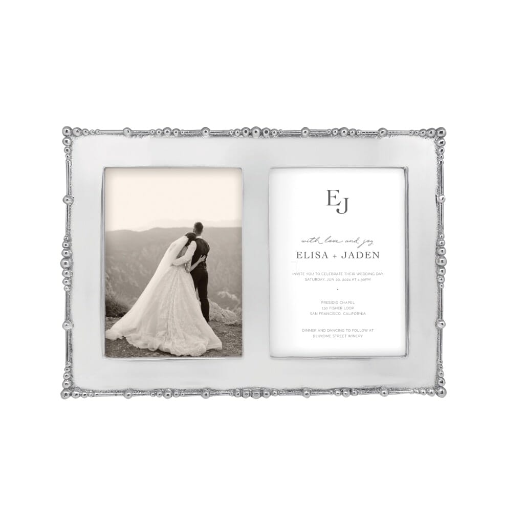 Engravable 5 x 7 Double Frame with Mariposa Pearl Drop Design