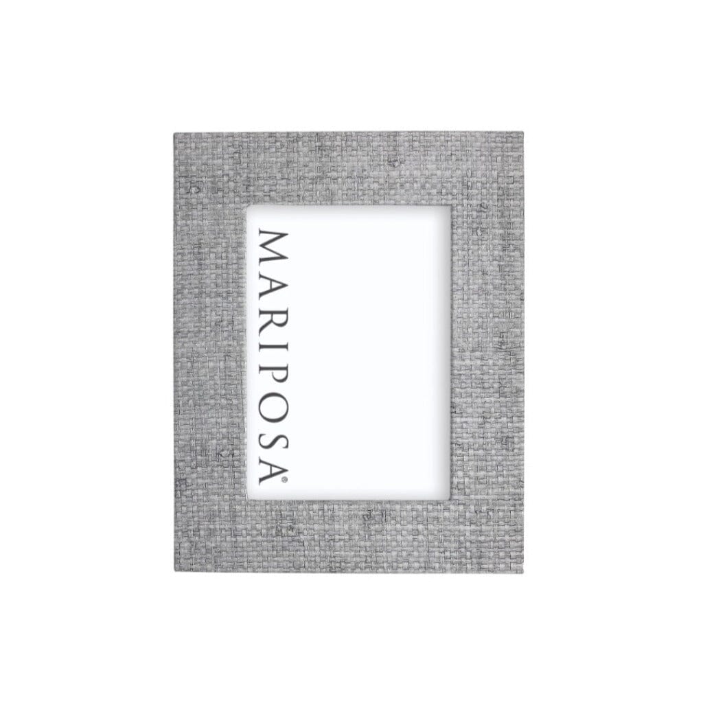 Mariposa Hand - crafted Faux Grasscloth Frame in Pale Gray for 5 x 7 Photos