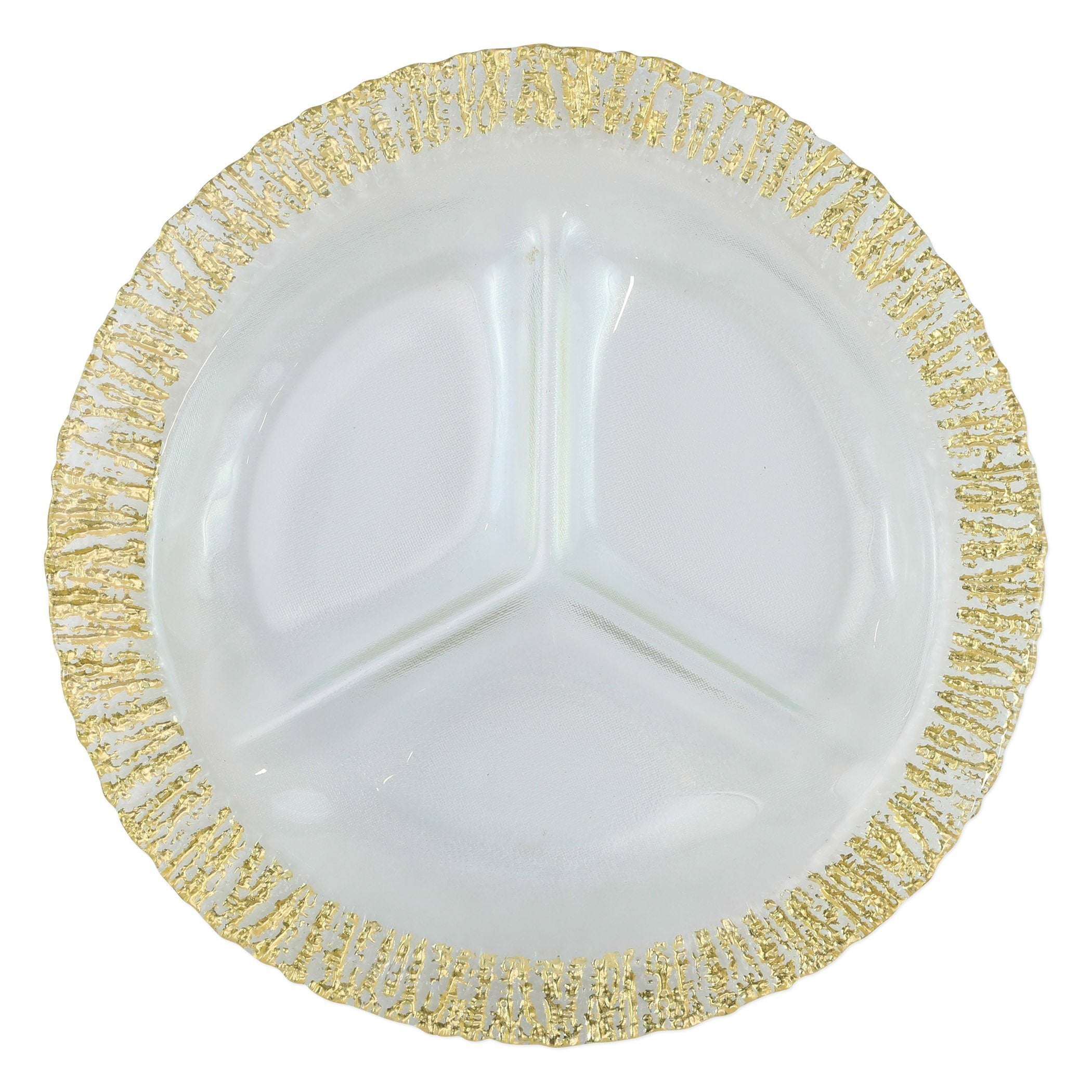 Exquisite Vietri Rufolo Gold Glass Three-Part Serving Dish for Your Table