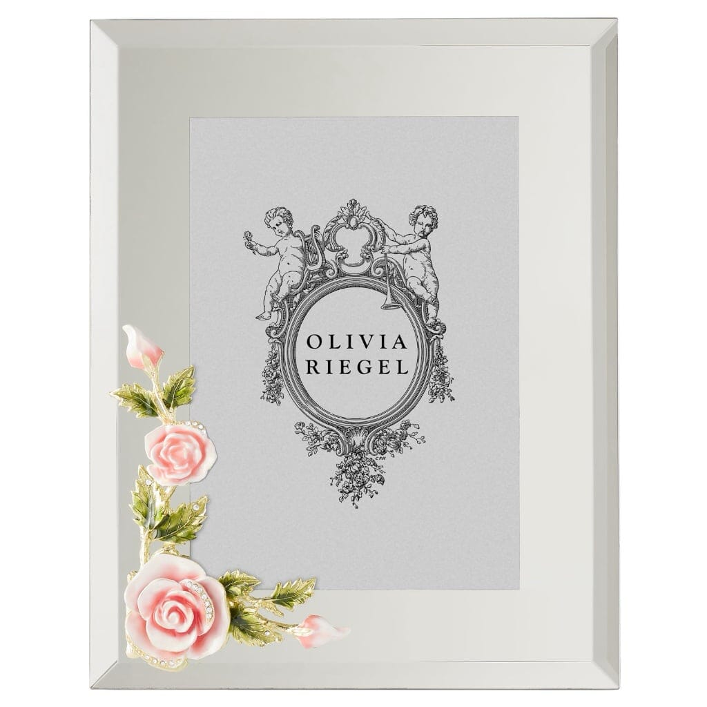 Luxurious Olivia Riegel 5 x 7 Botanica Rose Frame with Swarovski Crystals