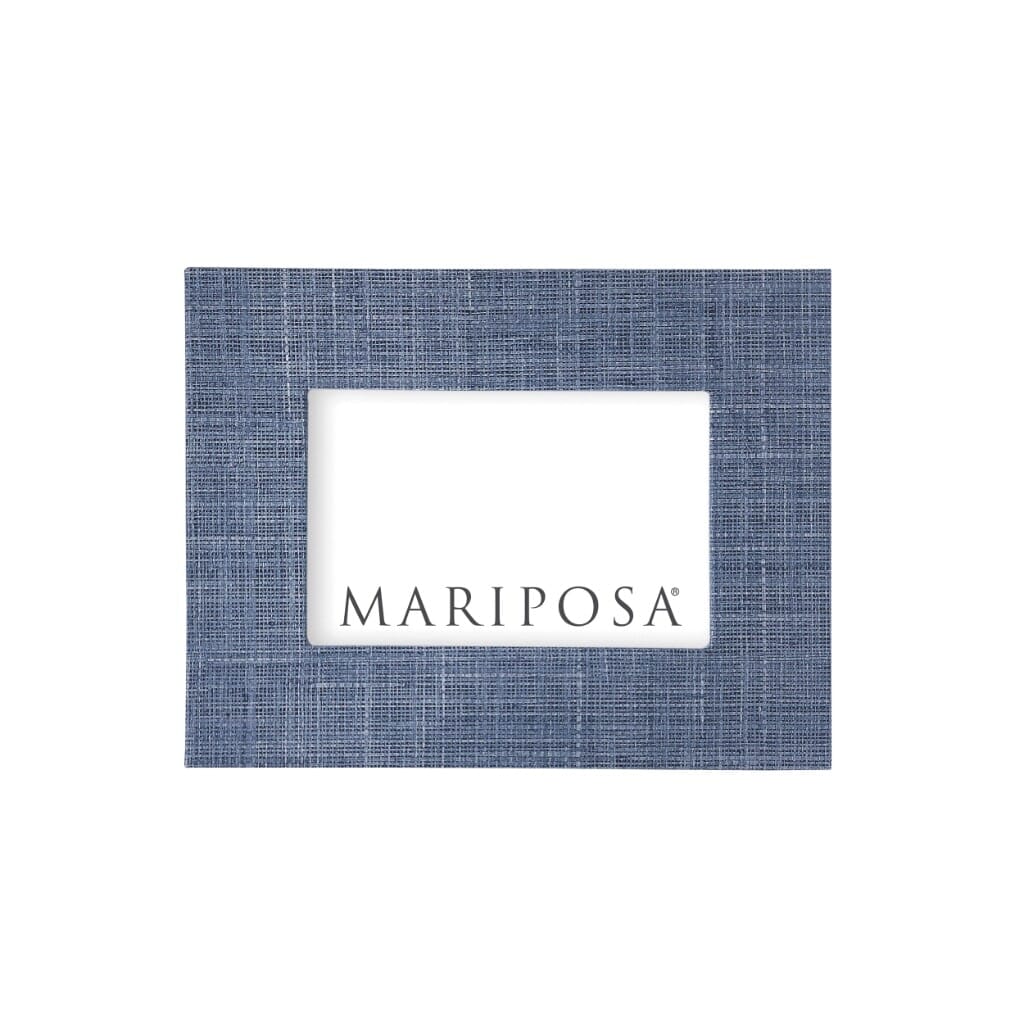 Heather Blue Mariposa Faux Grasscloth Picture Frame for 4x6 Photos