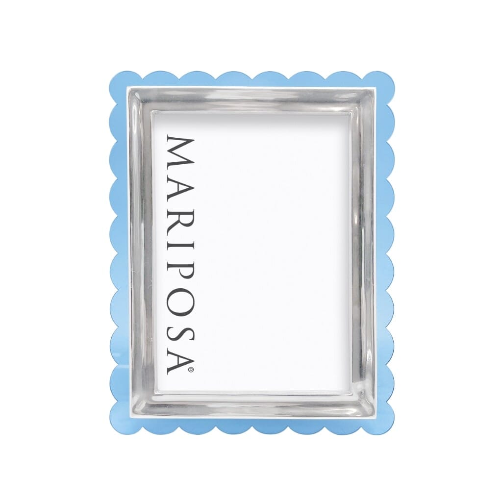 Light Blue Handmade Acrylic 5 x 7 Scallop Mariposa Picture Frame