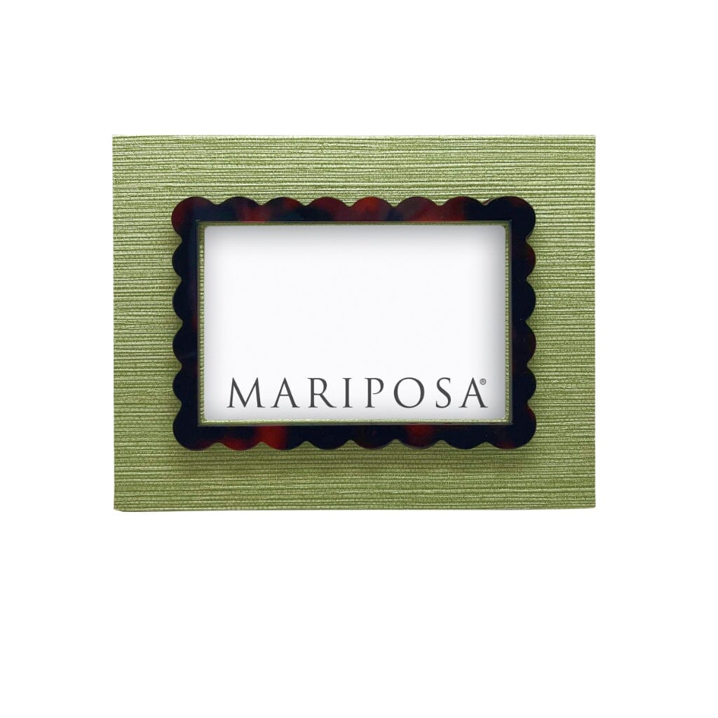 Handmade Mariposa Palma Faux Grasscloth & Tortoise 4x6 Photo Frame