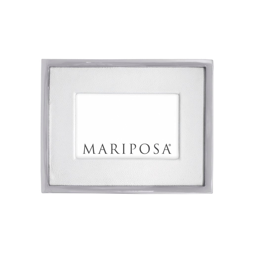 Handmade Mariposa 4 x 6 Photo Frame in White Leather with Metal Edging