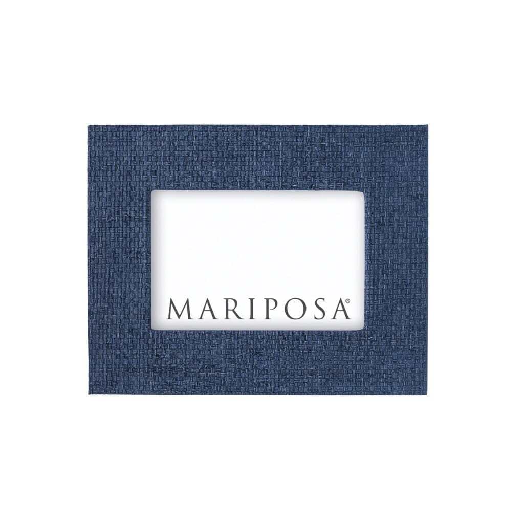 Indigo Blue Faux Grasscloth 4x6 Mariposa Hand - crafted Photo Frame