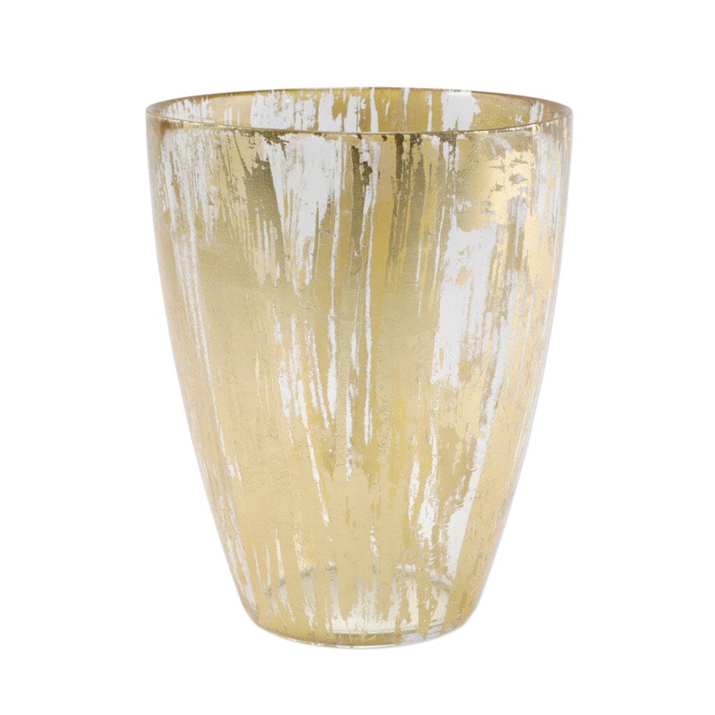 Gorgeous Handmade Vietri Rufolo Gold Glass Vase with Brushstroke Design