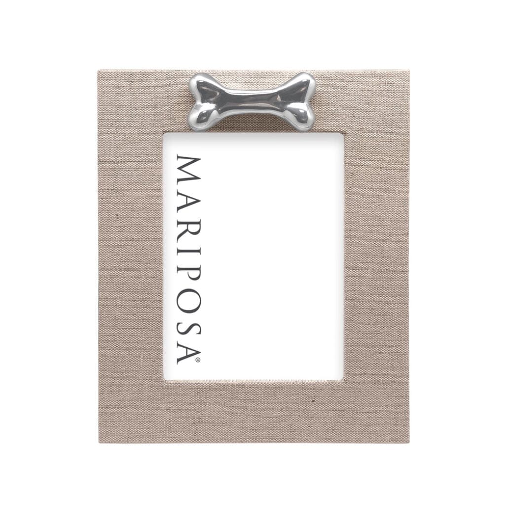 Vertical 5 x 7 Dog Bone Mariposa Natural Linen Picture Frame