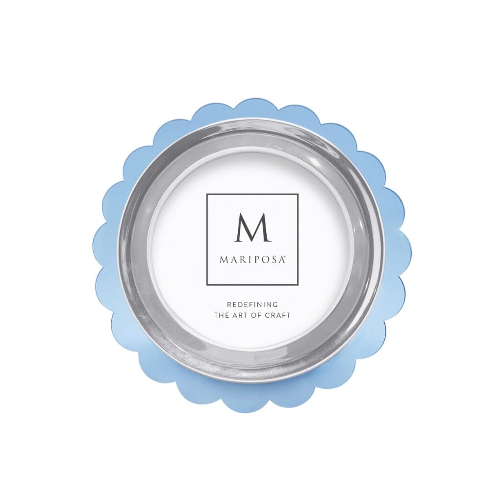 Light Blue Handmade Acrylic Scallop Round Photo Frame - Mariposa