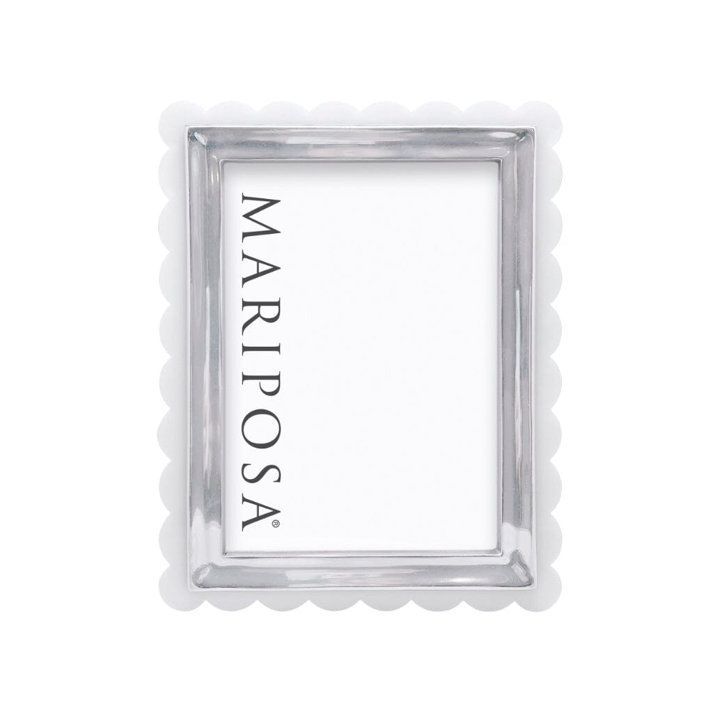 Mariposa Premium 5 x 7 White Acrylic Scalloped Photo Frame for Displaying Cherished Memories