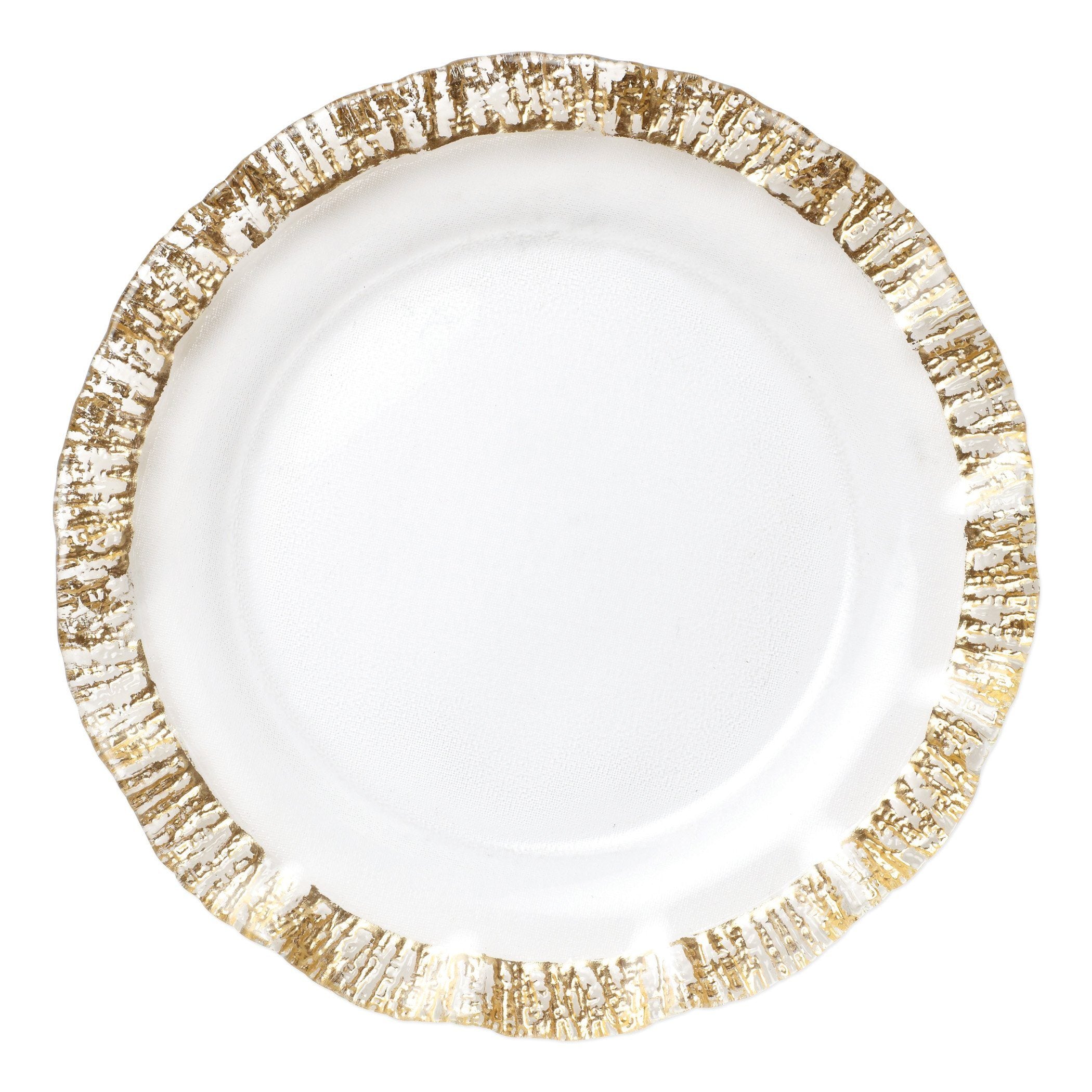 Vietri Rufolo Handmade Mouth-Blown Glass Gold Dinner Service Plate/Charger for Dining Tables