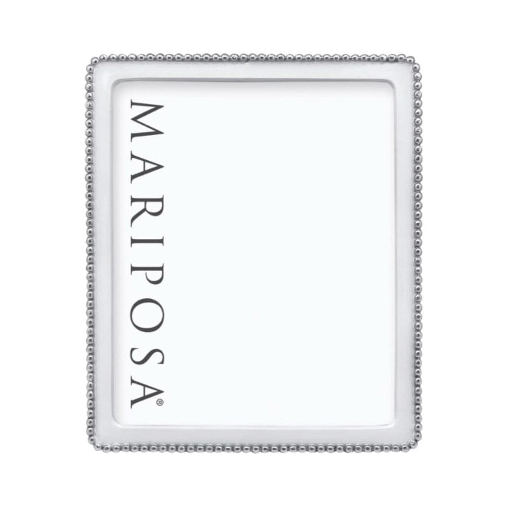Handmade White Beaded 8 x 10 Mariposa Picture Frame
