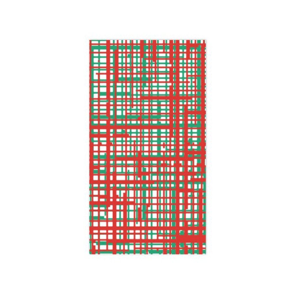 Vietri High - Quality Papersoft Plaid Green and Red Guest Towel Napkins for Various Occasions