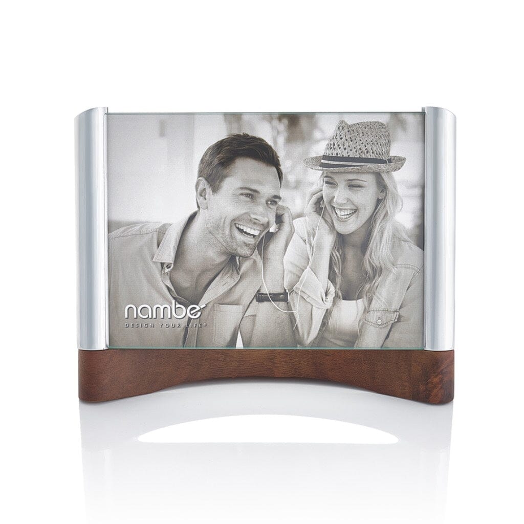 Exquisite 5” x 7” Nambe Sky View Picture Frame in Acacia Wood and Nambe Alloy