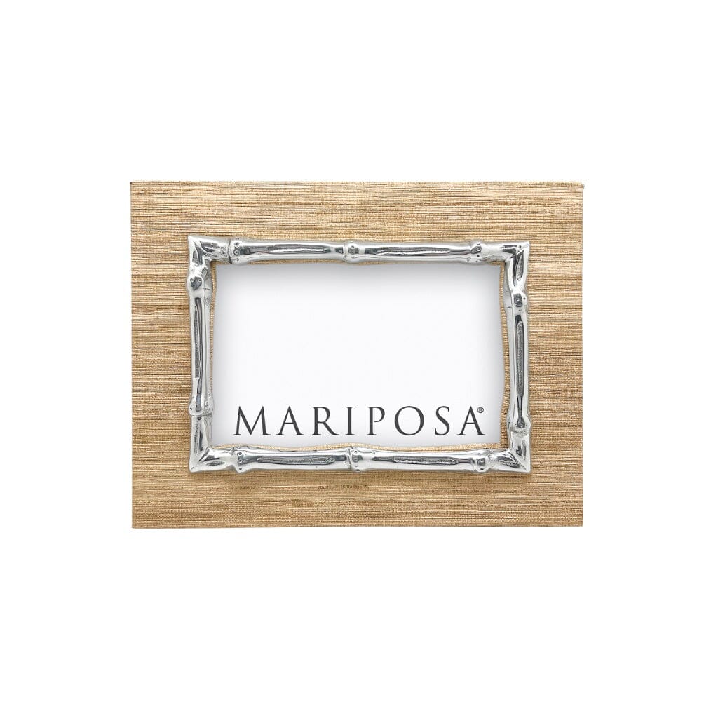 Mariposa Mallorca Artificial Grasscloth and Bamboo Picture Frame for 4 x 6 Photos