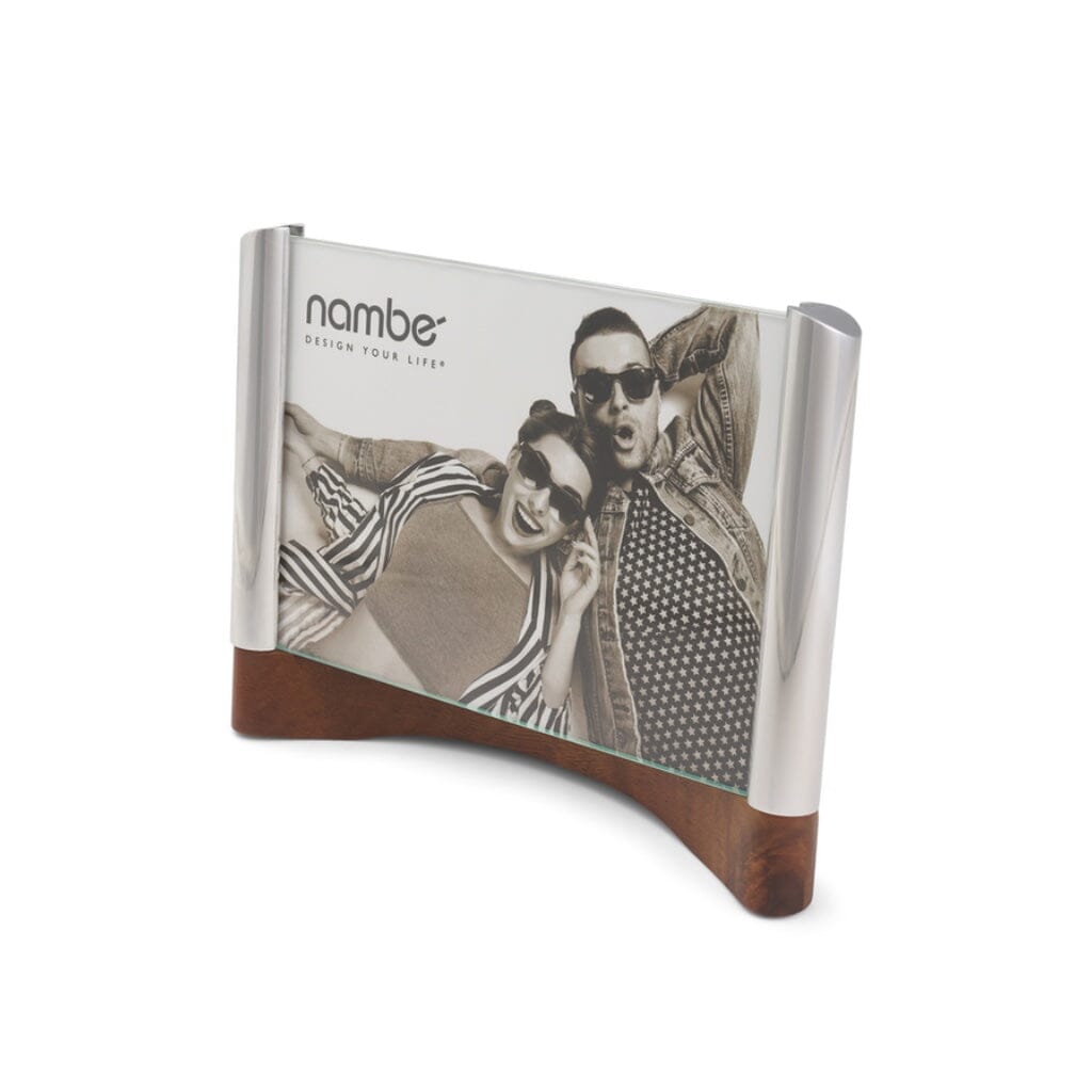 Exquisite 5” x 7” Nambe Sky View Picture Frame in Acacia Wood and Nambe Alloy