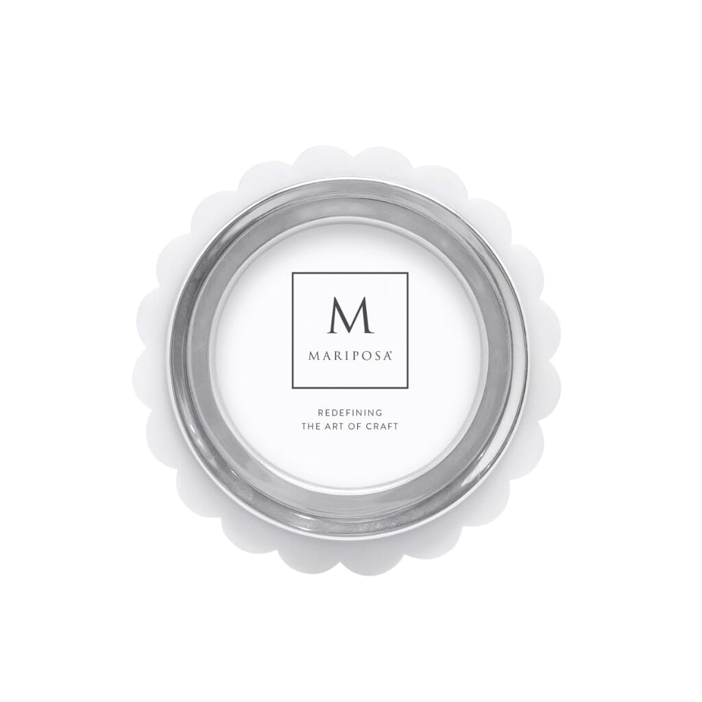 Handmade Mariposa Round Scallop Frame in White Acrylic