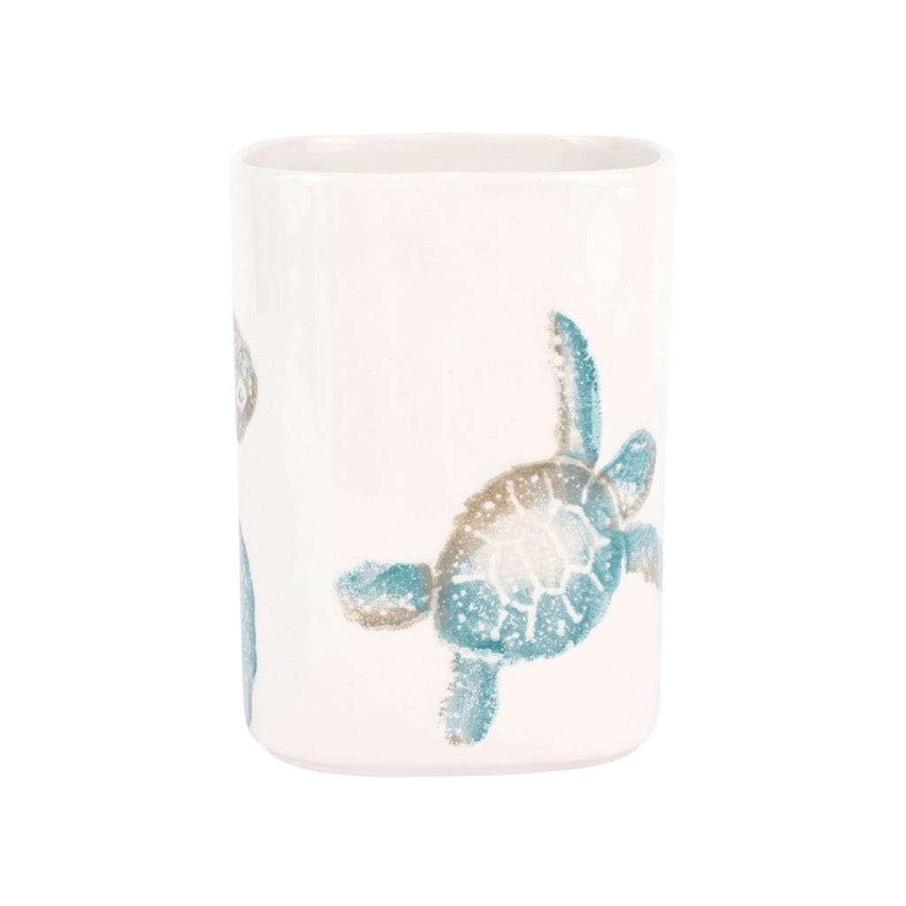Exquisite Hand - painted Vietri Tartaruga Utensil Holder with Sea Turtle Design