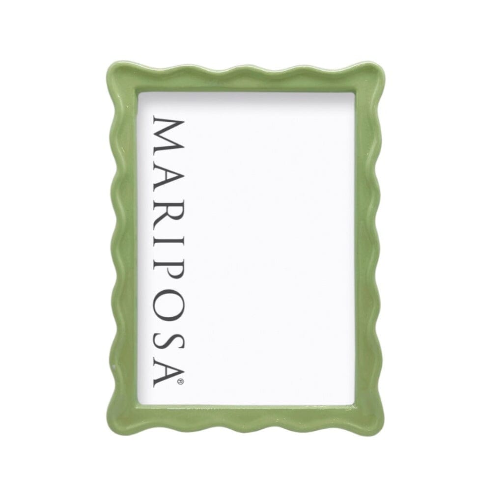 Handmade Mariposa 5 x 7 Photo Frame with Wavy Green Design