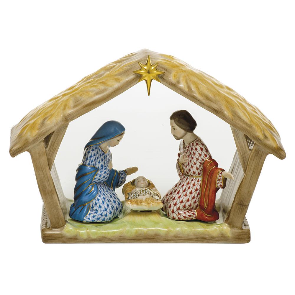 Hand - painted Hungarian Herend Fine Porcelain Nativity Scene Set