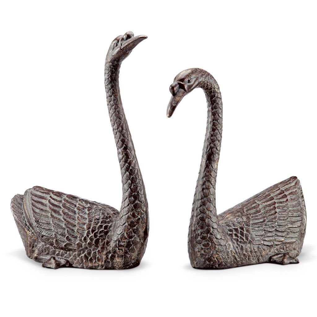 SPI Garden Decorative Serene Swans Aluminum Sculpture Set (Pack of 2)