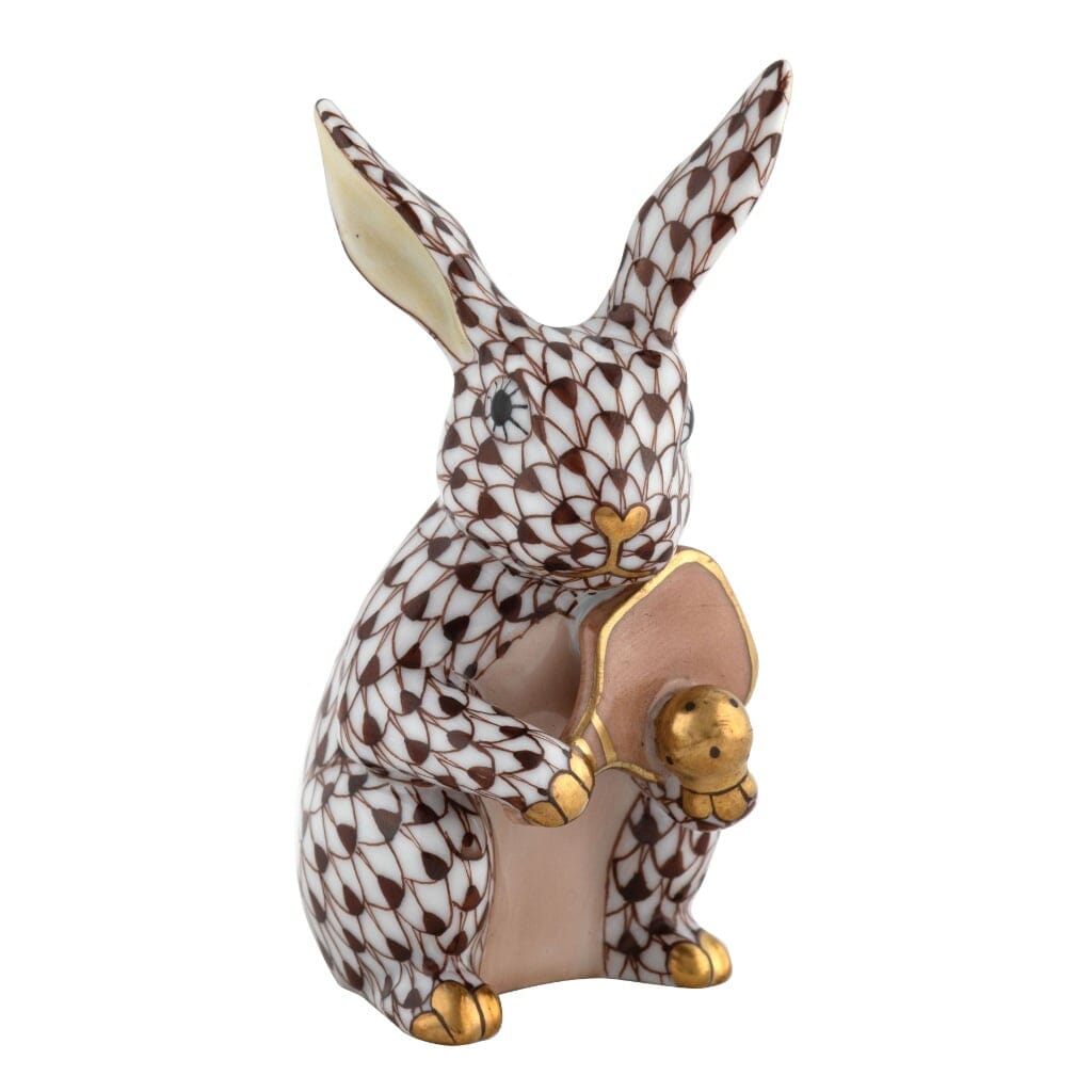 Handmade Herend Porcelain Pickleball Bunny Figurine - A Whimsical Gift