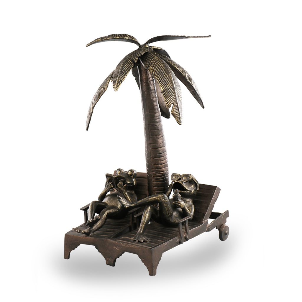 Adorable Aluminum Bronze-finish Frog Couple Sculpture for Garden Vacation