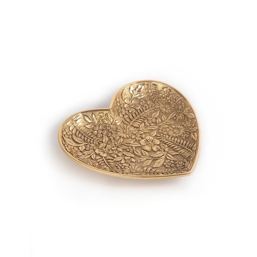 Jay Strongwater's Hand - polished 18K Gold Colleen Floral Heart - shaped Trinket Tray