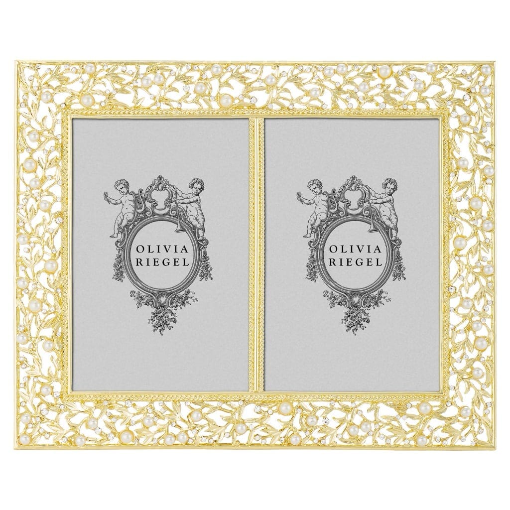 Gorgeous Olivia Riegel Gold Eleanor 4x6 Double Photo Frame with Crystals
