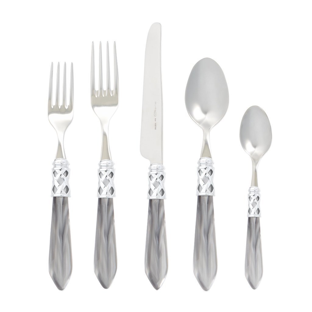 Vietri Aladdin Brilliant Stainless Steel Five-Piece Dinnerware Place Setting