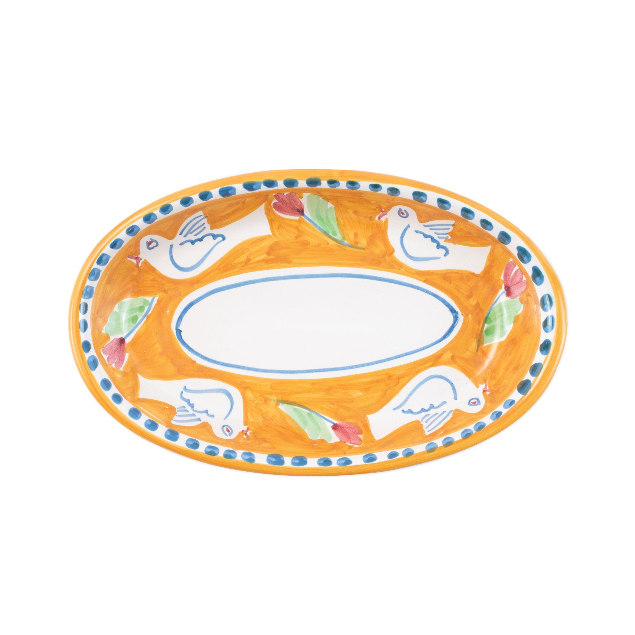 Vietri Campagna Uccello Small Oval Serving Tray for Decorative Use