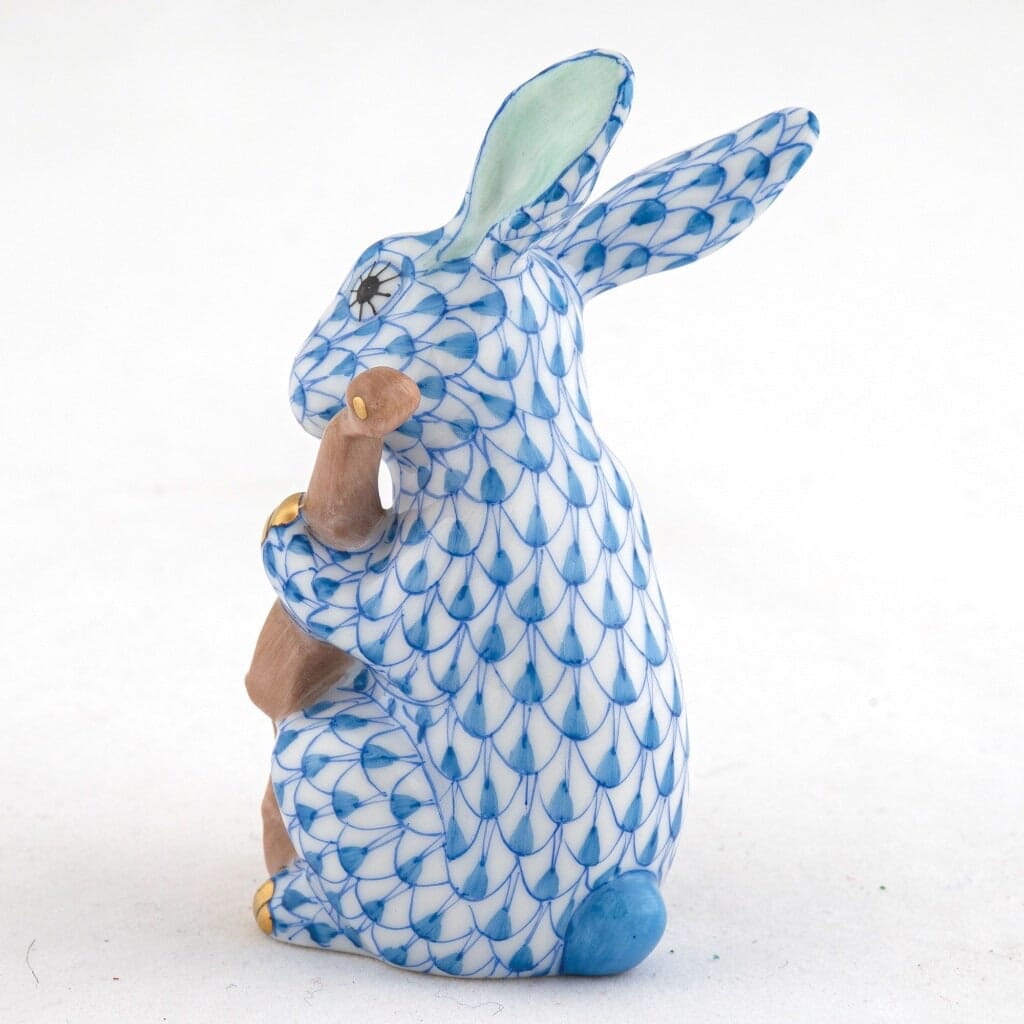 Herend Handmade Porcelain Cello Bunny Figurine for Charming Decor