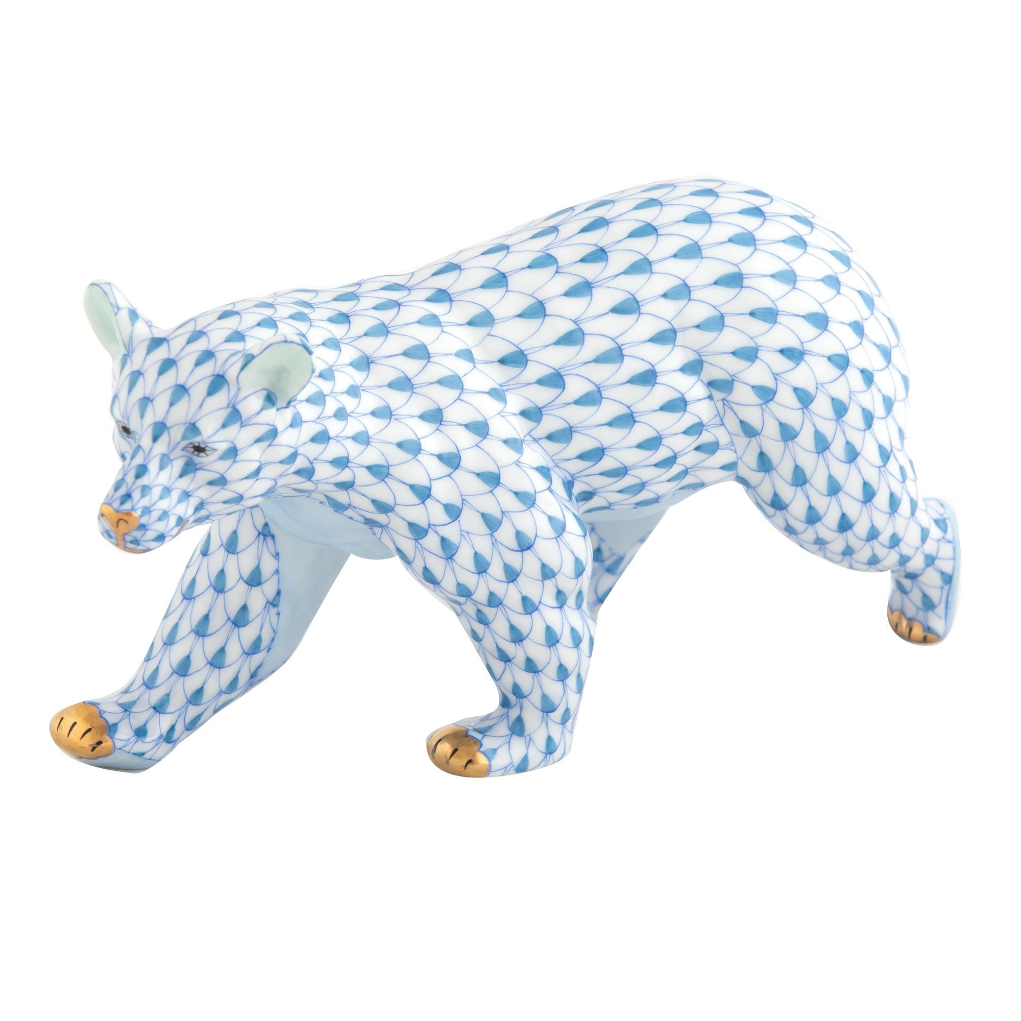 Exquisite Herend Handmade Walking Bear Porcelain Figurine
