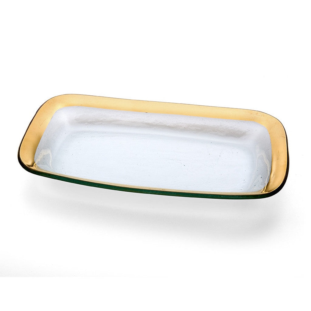 Annieglass Rectangle Asparagus Bowl with Roman Antique Design