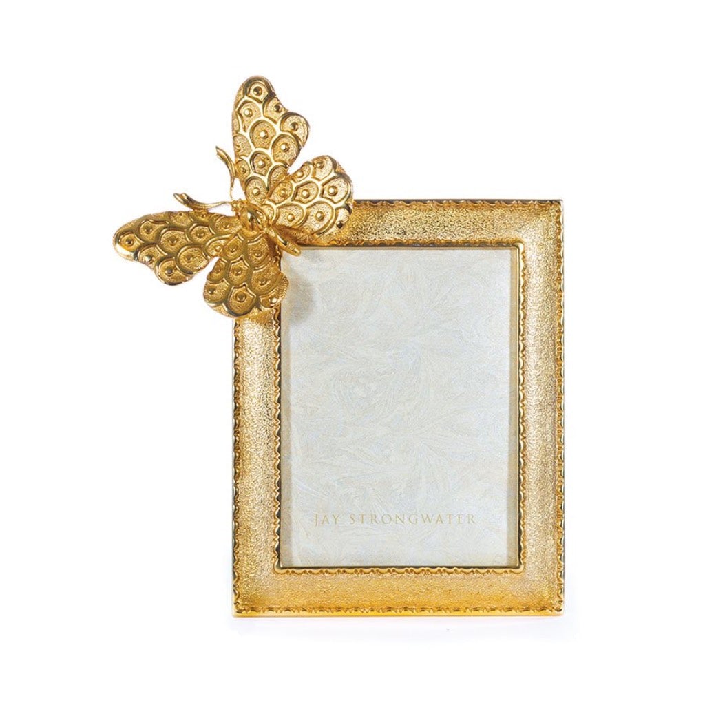 Jay Strongwater 18K Gold-Plated Juno Butterfly 3x4 Photo Frame