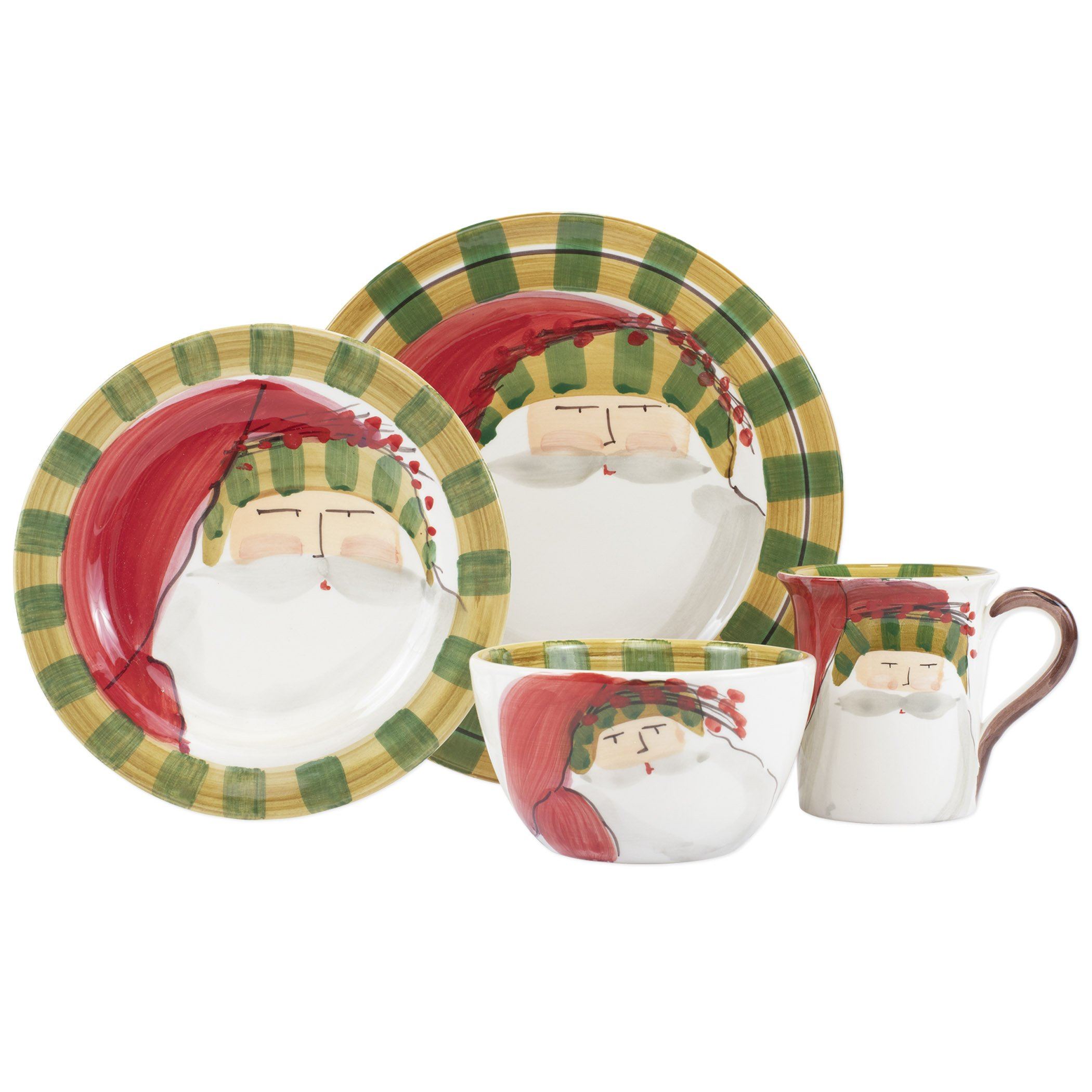 Vietri Four - Piece Place Setting with Old St. Nick Striped Hat Design