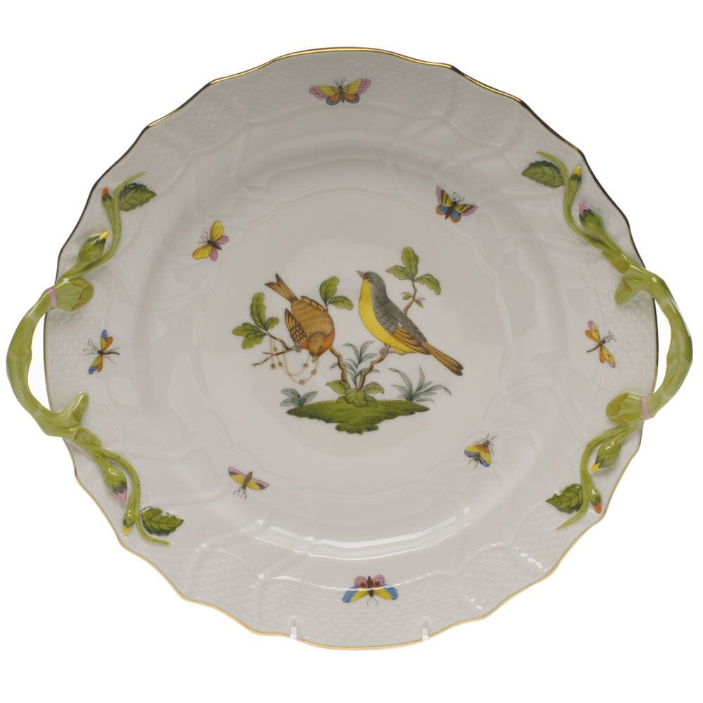 Herend 12-Inch Handled Chop Plate with Rothschild Bird Design - A Fine Dining Porcelain Dish
