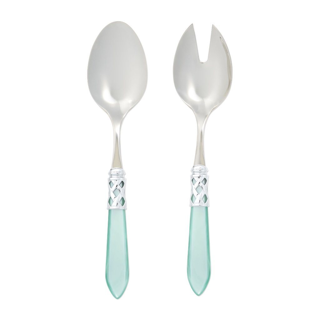 Vietri Aladdin Set of Shiny Chrome Salad Servers, Handmade in Italy