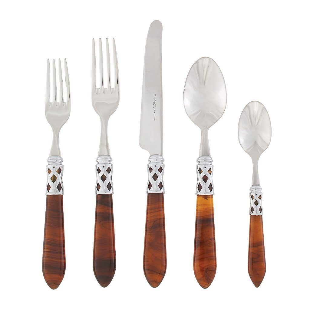 Vietri Aladdin Brilliant Stainless Steel Five-Piece Dinnerware Place Setting