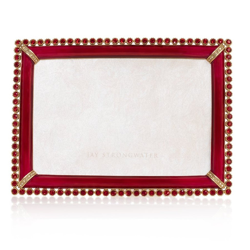 Jay Strongwater Lorraine Decorative Picture Frame - 4 x 6 Inch Ruby Red Frame with 14K Gold Finish