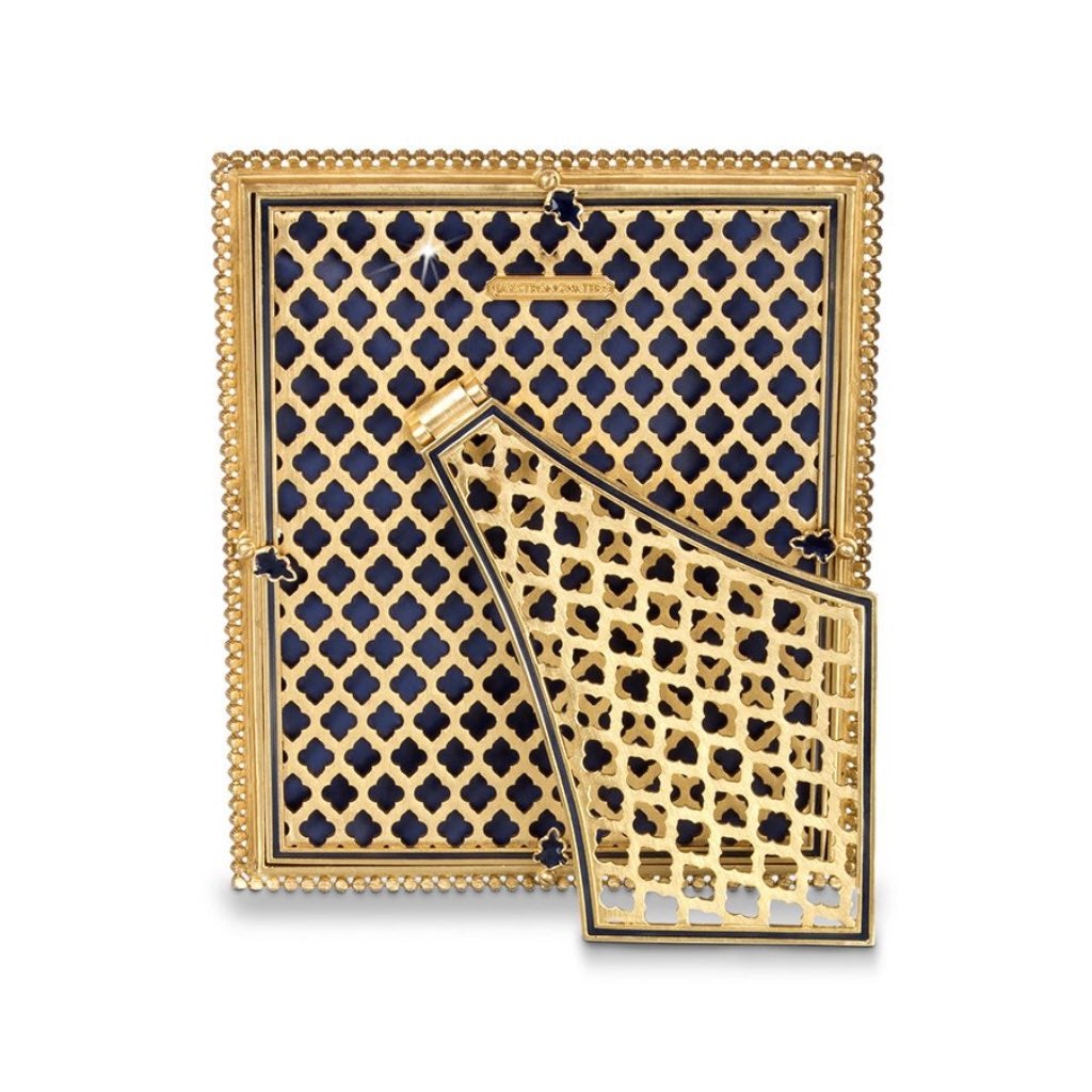 Jay Strongwater Hand - Enameled 8 x 10 Delft Garden Indigo Frame with Swarovski Crystals