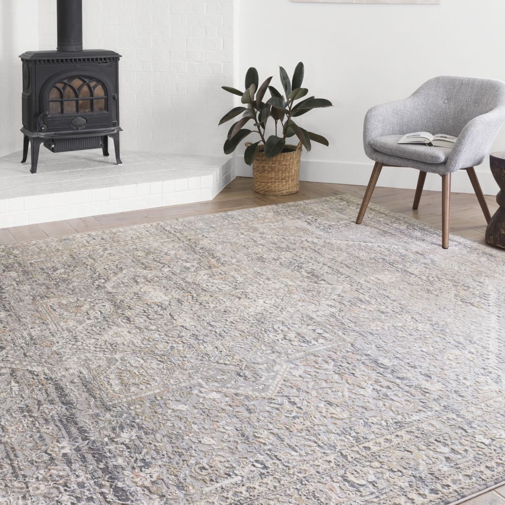 Loloi II Lucia LUC 01 Luxury Grey / Sunset Polyester-Polypropylene Area Rug