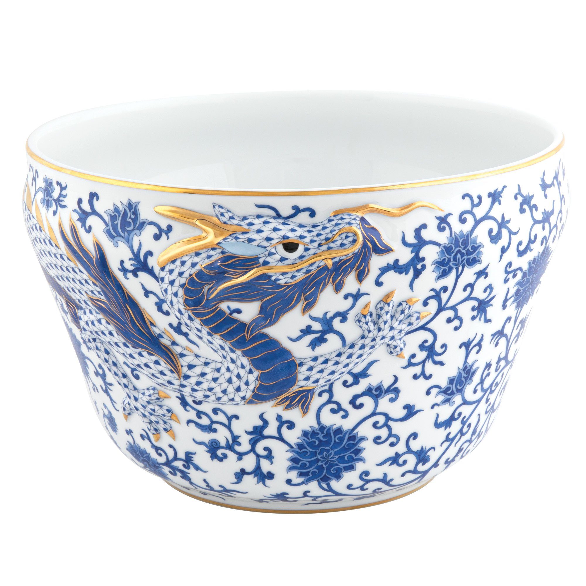 Limited Edition Herend Hand - Painted Porcelain Dragon Cachepot