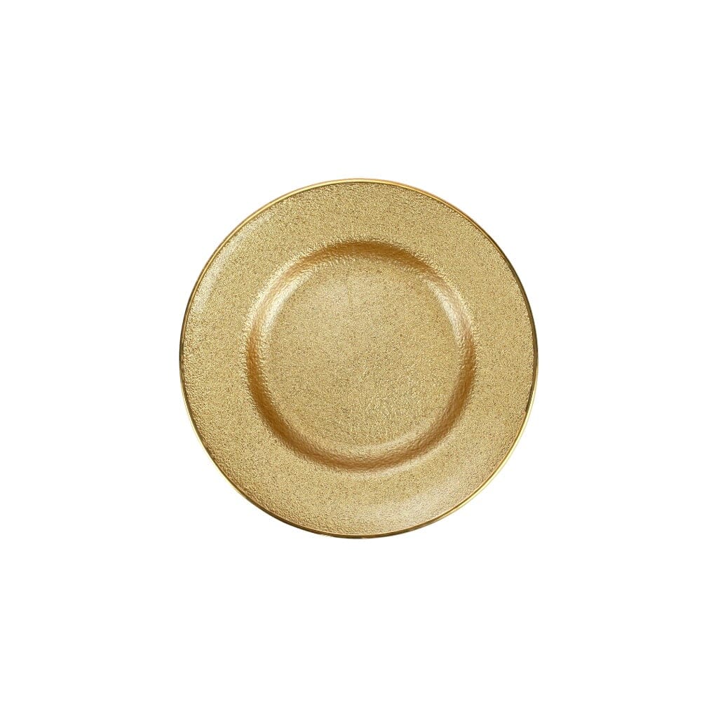 Vietri Elegant Metallic Glass Salad Plate with Gold Rim