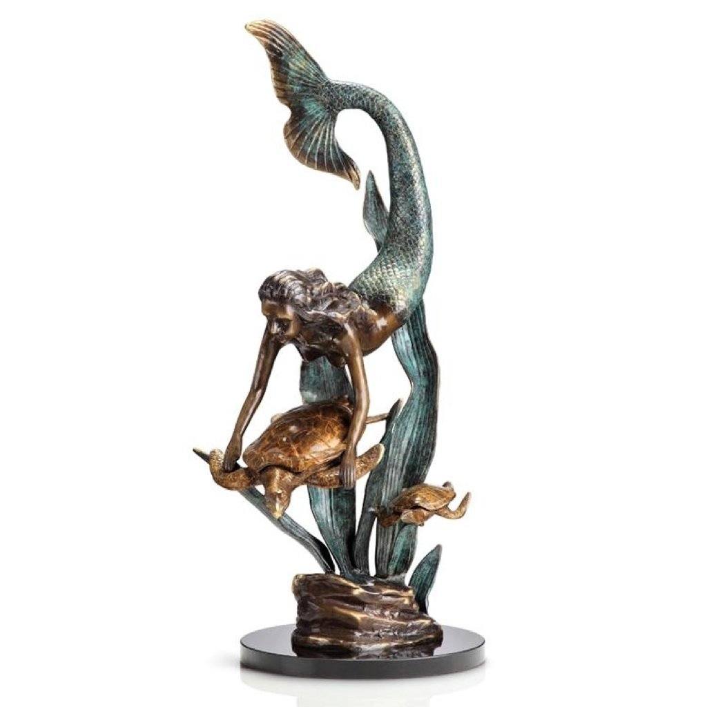 SPI Gallery Handmade Ocean Explorers Brass Sculpture with Marble Base