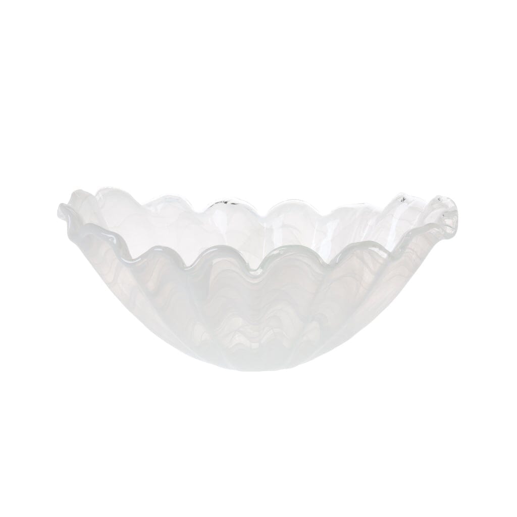 Vietri Onda Glass White Medium Centerpiece