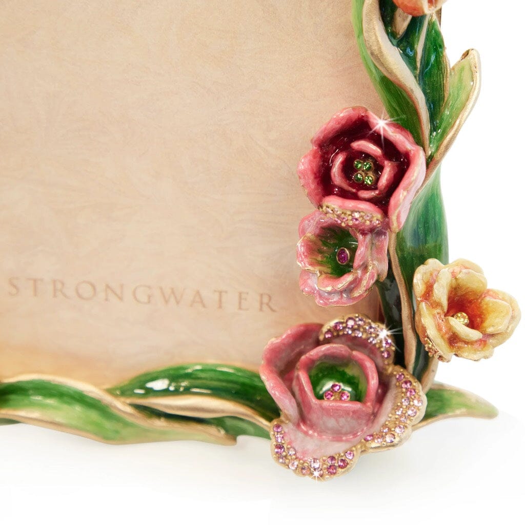 Jay Strongwater 5x7 Evelyn Tulip Frame with Enameled Bouquet